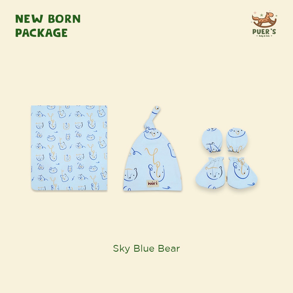 NEWBORN PACKAGE (SWADDLE SET) SKY BLUE BEAR