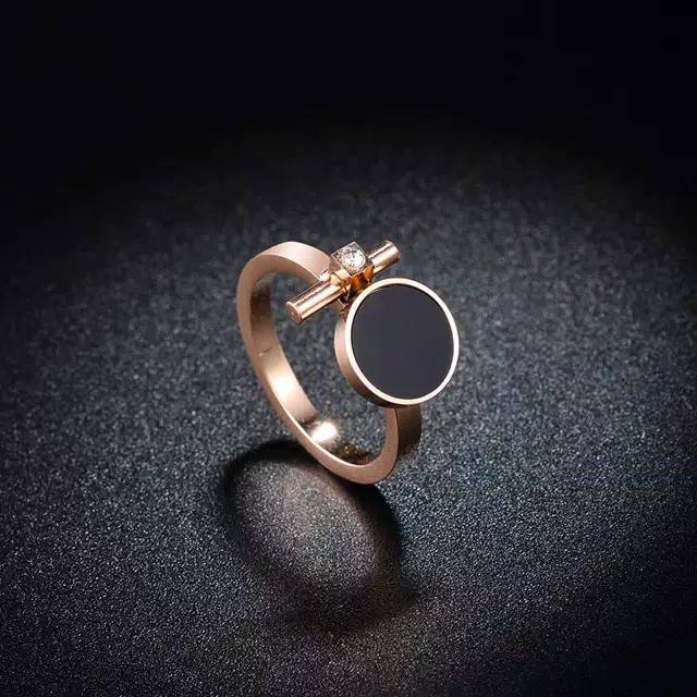 Gg Cincin Titanium Premium Model Bulet Hitam #CC-128