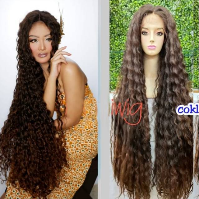 Lace fornt wig. Rambut palsu kriting 120 cm