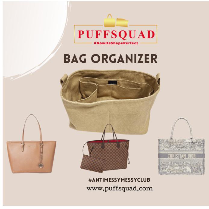 BAG ORGANIZER PUFF SQUAD TOTE BAG - LV NEVERFULL/LV SPEEDY/GOYARD - MERAH MAROON