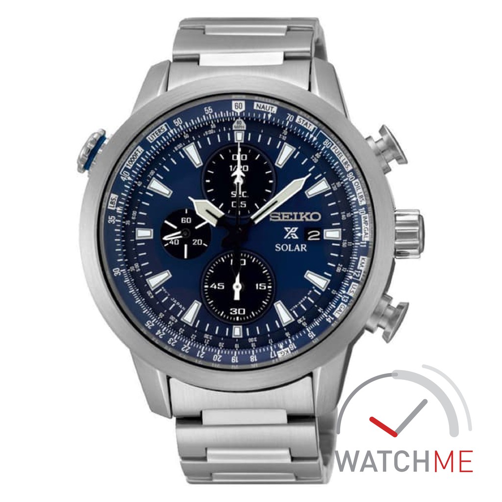 Seiko Prospex SSC347P1 Solar Chronograph Sky 100m Silver Blue Stainless Steel Original Bergaransi