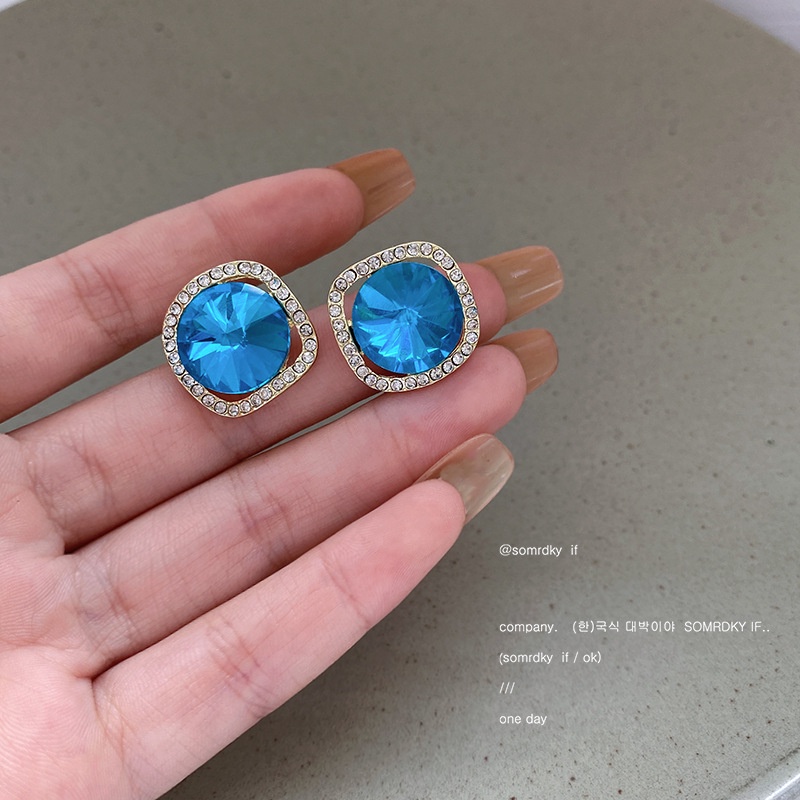 Anting Kristal Biru Gaya Retro Korea Untuk Wanita 2022