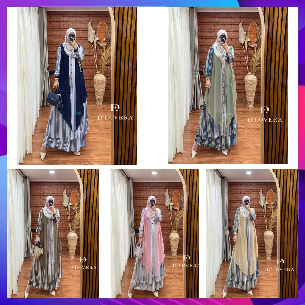 [READY] New Laura Set 4 By D'lovera Stelan Setelan Wanita Pakaian Wanita Muslimah Tunik Set Kulot