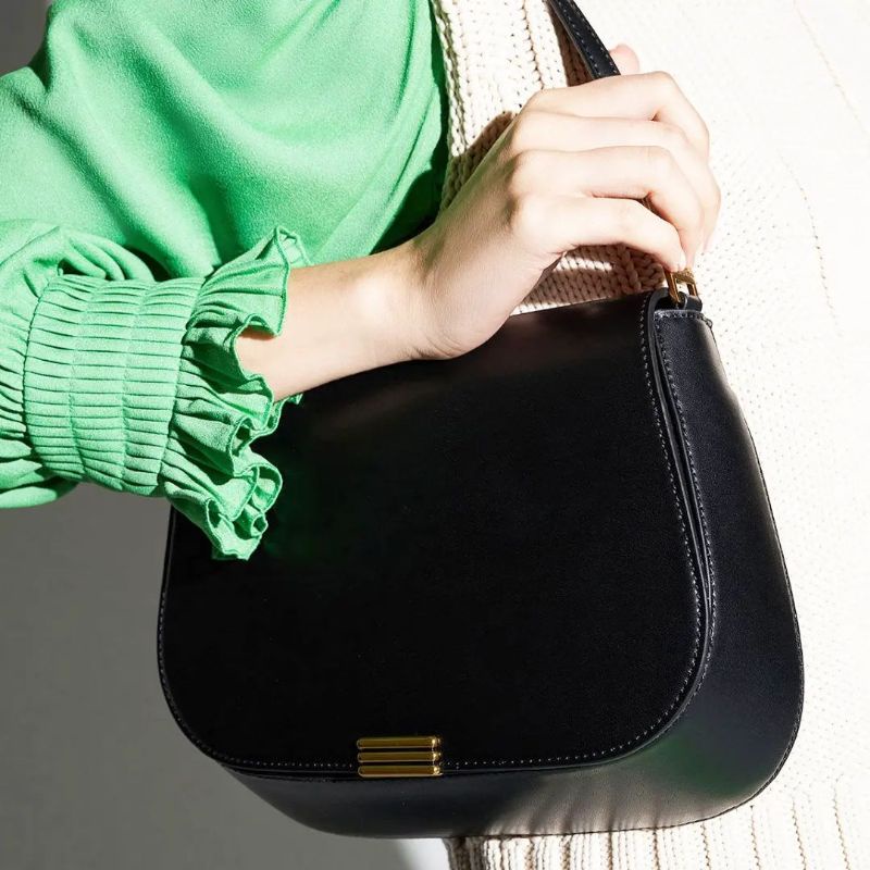 CK Linear Metallic Accent Shoulder Bag