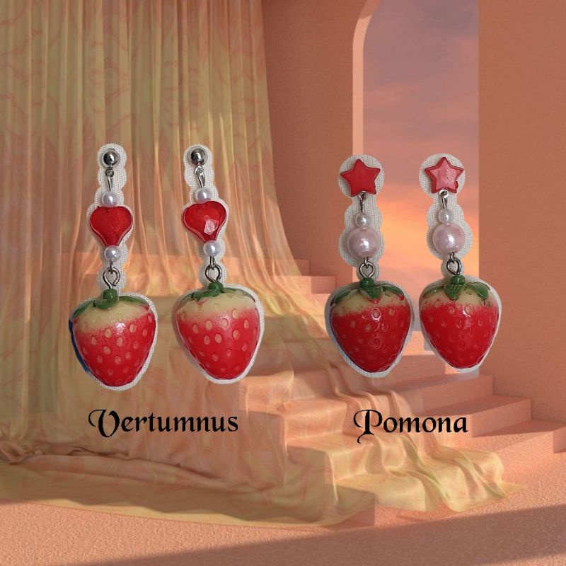 Strawberry Earrings / Anting Stroberi / Cute earrings / handmade / y2k