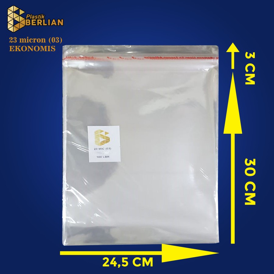 

24,5 x 30 cm Plastik OPP EKONOMIS 23micron (100 lbr) (lem/seal)