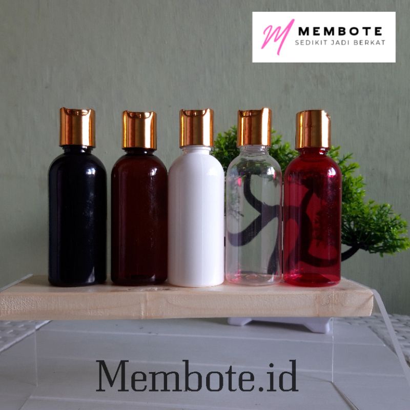 Botol Presstop 60 ml Gold chrome aluminium bahan tebal