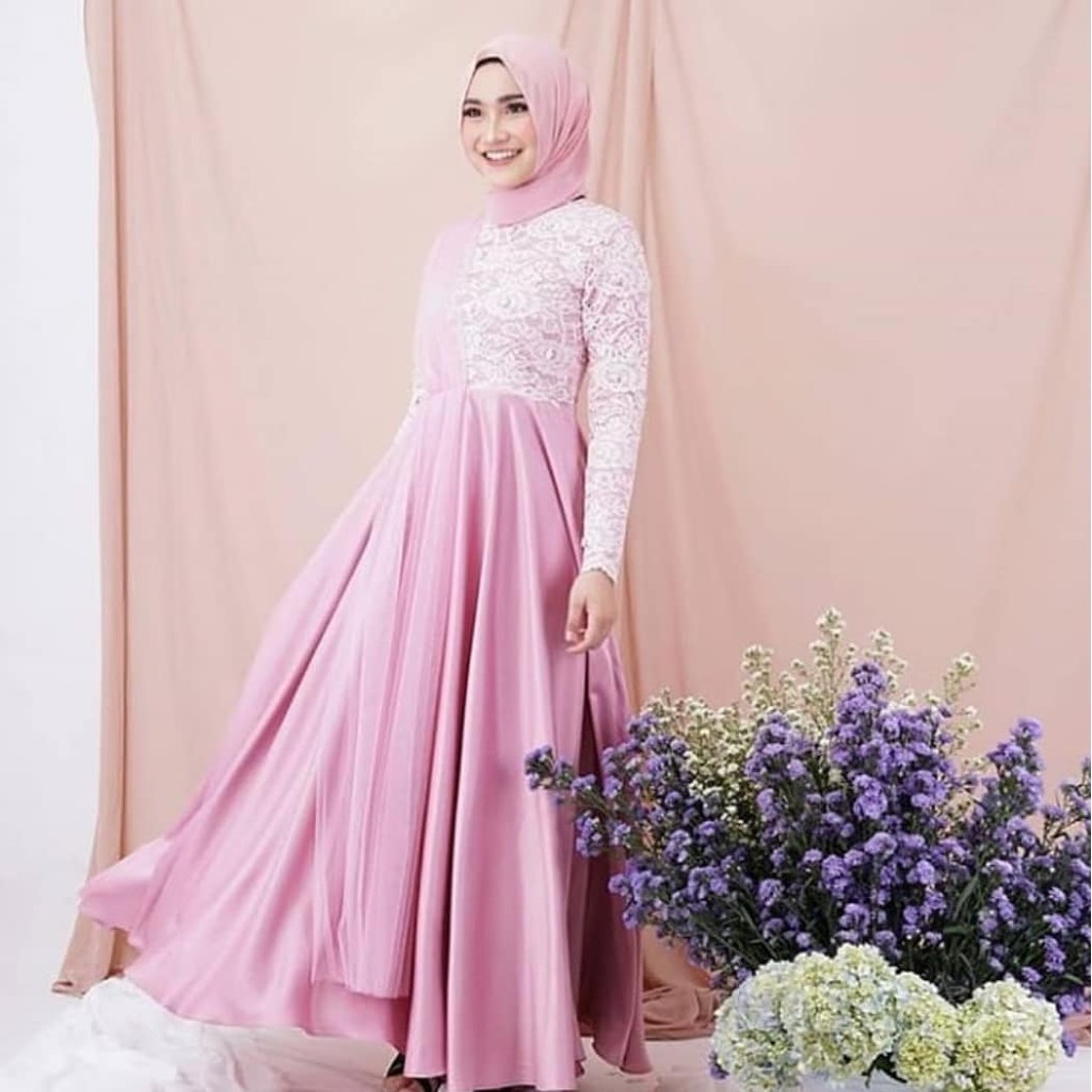 STEVIA DRESS Bahan Velvet Pakaina Wanita Gamis Panjang Terusan Gamis Wanita Dress Mulim Terbaru