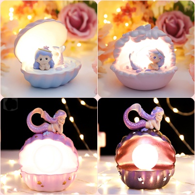 [ORGM] Lampu Pajangan Lampu Hias Kerang Mermaid Love Warna Pastel