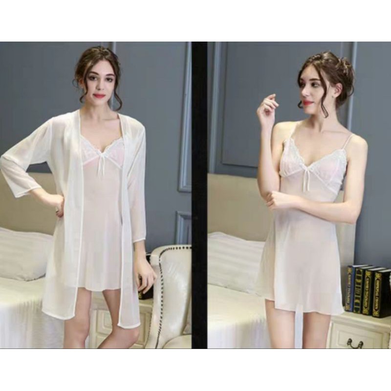 baju tidur lingerie wanita import bahan sifon model kimono