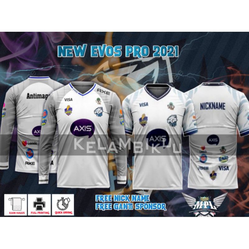 JERSEY EVOS 2021 TERBARU/BAJU GAME EVOS/JERSEY EVOS PUTIH/JERSEY EVOS GRADE ORY/JERSEY GAMING CUSTOM