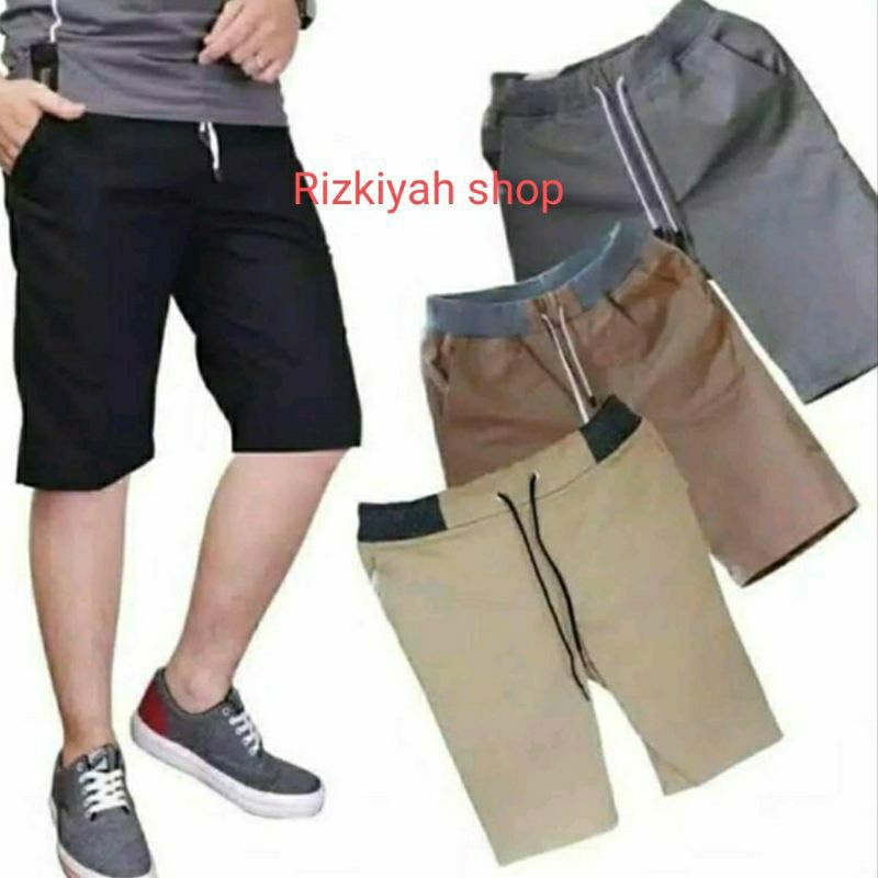 Chinos Pendek Pria Polos / Celana Chinos Pria Karet pinggang /Celana Pria Pendek Polos / Celana Polo