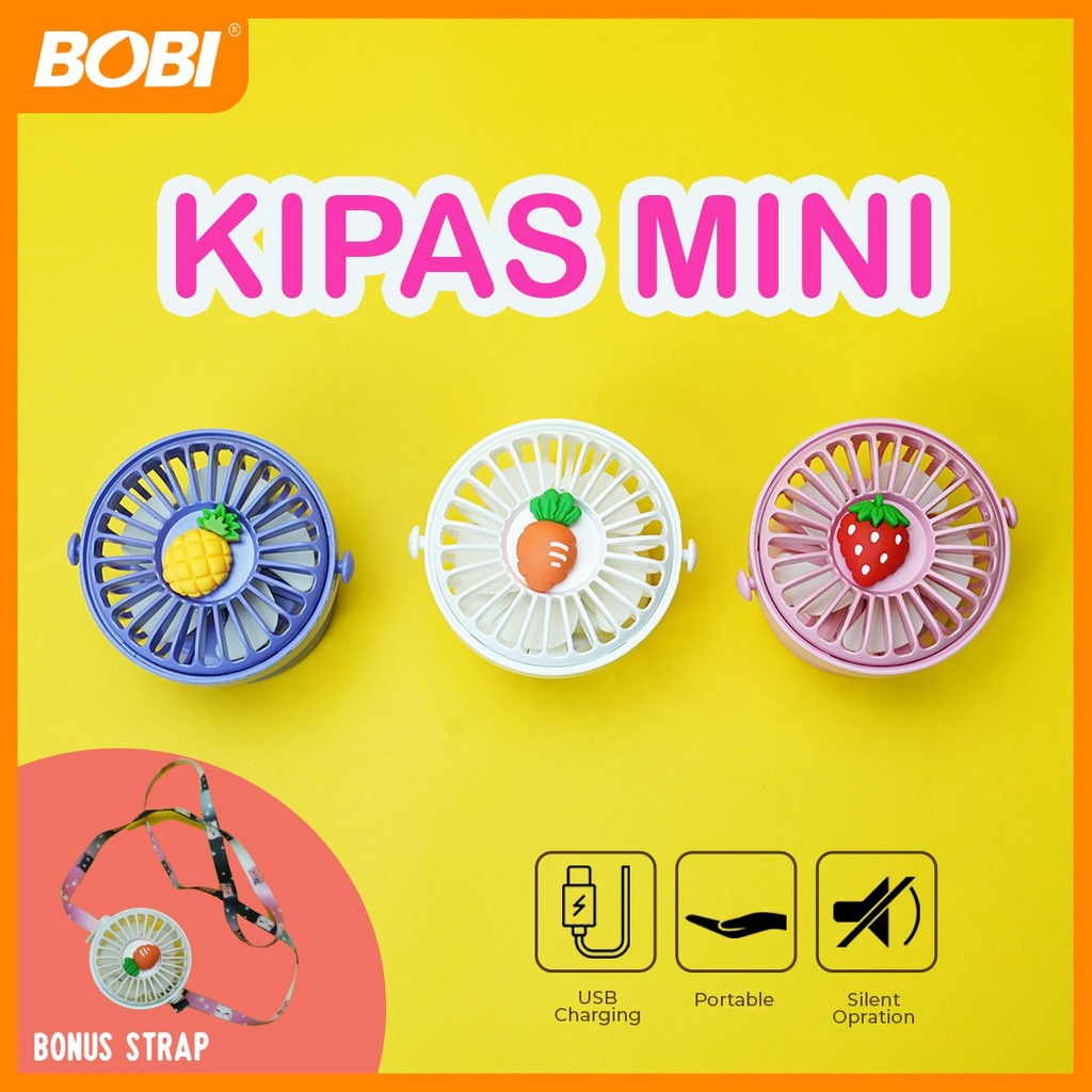 Kipas Angin Portable Tali kode HA-1258 / Kipas Angin Kkarakter Lucu - Merk Bobi Warna Random