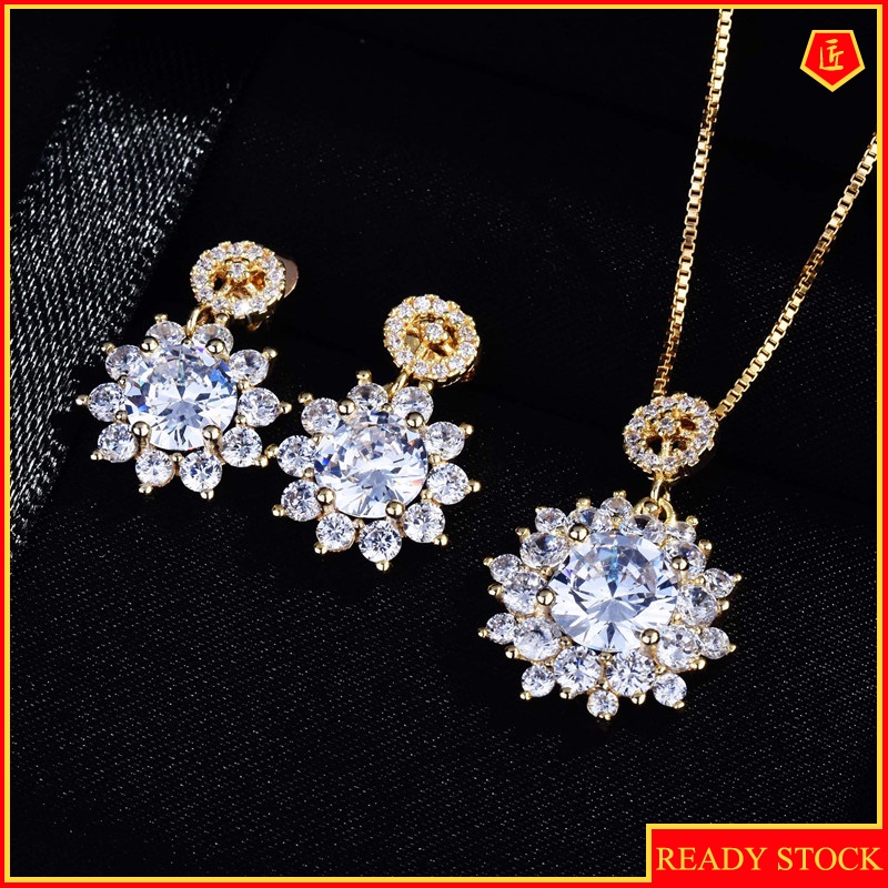 [Ready Stock]S925 Silver Light Luxury Retro Snowflake Ear Stud Necklace for Women