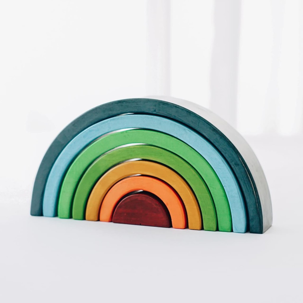 Wooden Toy Rainbow Classic Crimson Pastel Sunset mainan pelangi kayu Letter In Pine Letterinpine