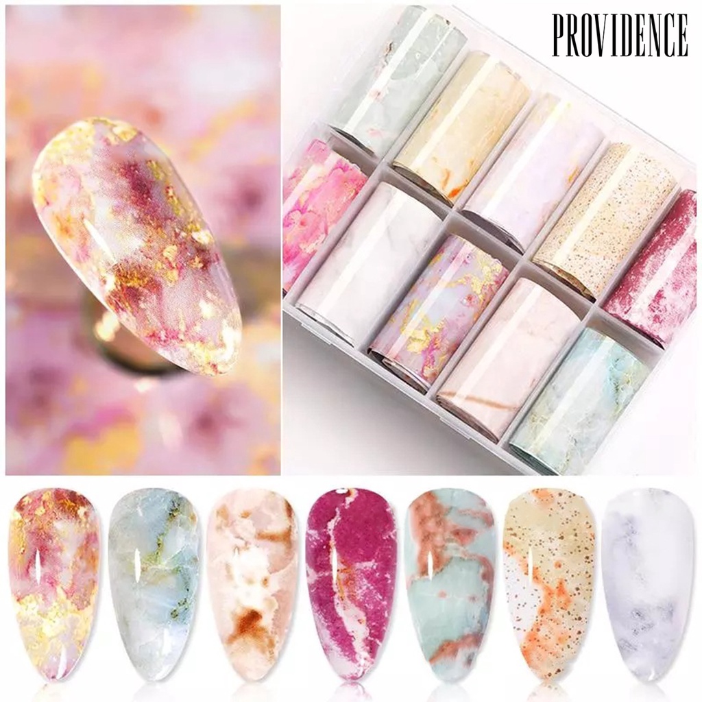 Providence 10 Rolls/Box Nail Stickers Multicolor Print Manicure Accessories PVC Polished Fingernail Decals for Women