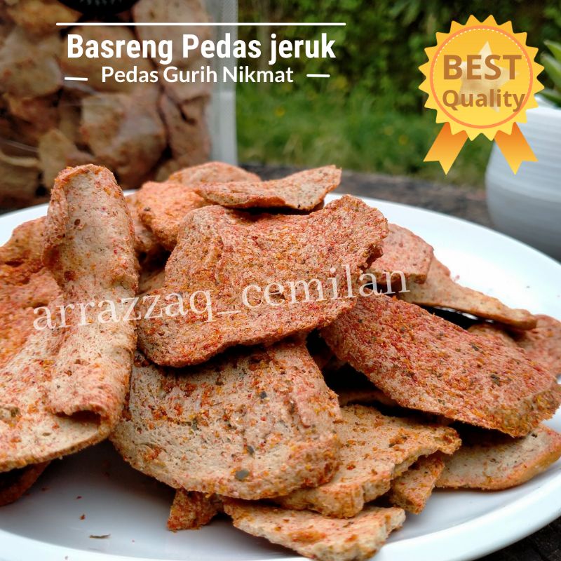

Basreng 1 kg pedas daun jeruk / baso bakso goreng cemilan snack pedes basreng kiloan