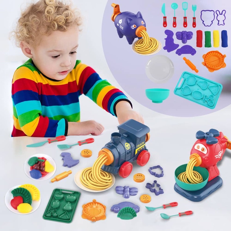 Mainan Pastisin Clay Murah 21 pcs  / Playdoh / Playdough / Mainan Cetakan Mie / malam / mainan anak 