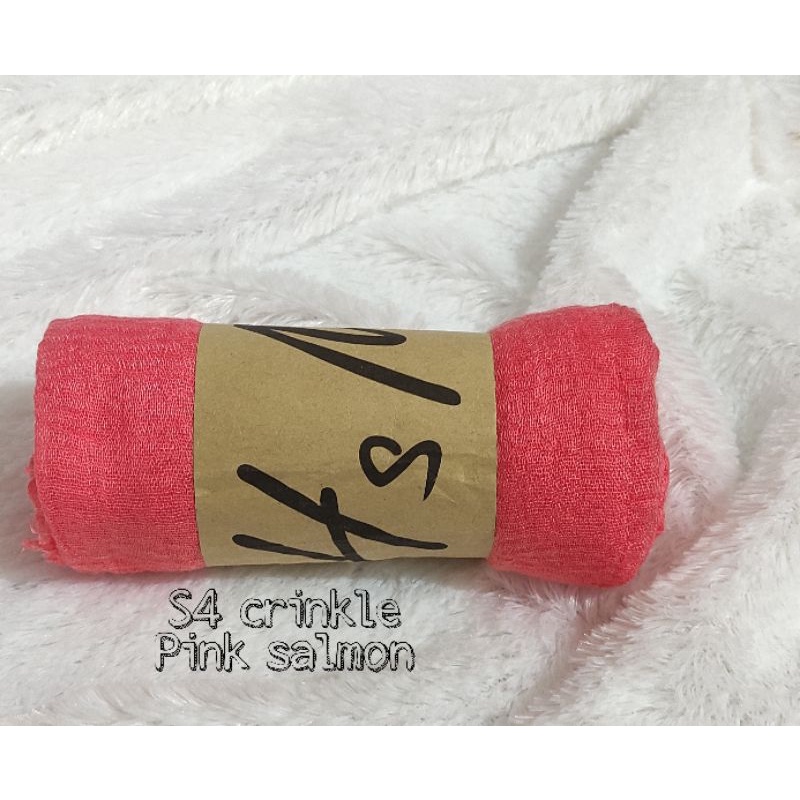 [COD] PASHMINA CRINKLE / CRINGKLE KUSUT /CRINGKLE RAWIS / HIJAB SHAWL PREMIUM RAWIS negro-SEGI 4-PINK SALMON