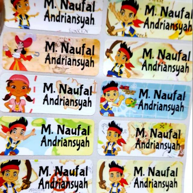 

Label nama anti air stiker waterproof Jake Pirates