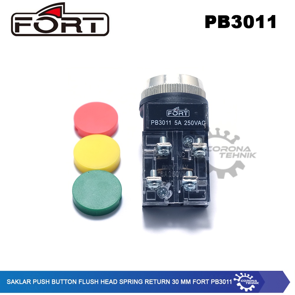 Fort PB3011 - Saklar Push Button Flush Head Spring Return 30 mm