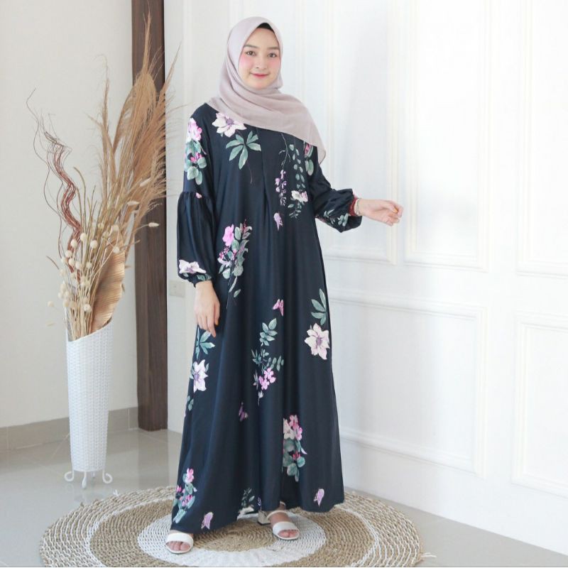 Flow Dress - Gamis Motif - Dress Muslim Motif - Gamis Floral - Dress Muslim Floral - Gamis Bunga - D
