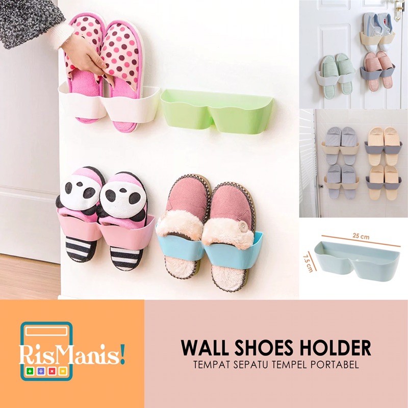 WALL SHOES HOLDER - Rak Tempat Sandal Organizer Sepatu Portable Tempel Tembok Dinding Lem Perekat Kuat Bahan Plastik Kokoh