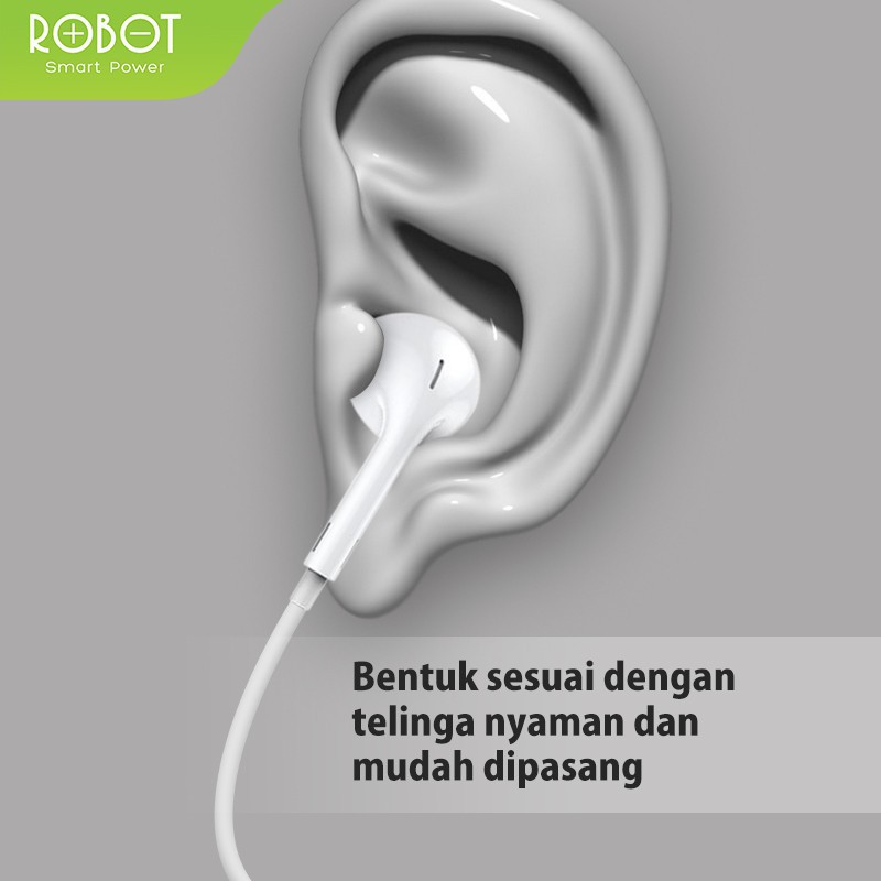 Headset Wired Robot RE10 Earphone High Sound Quality Handsfree - Garansi Resmi 1 Tahun