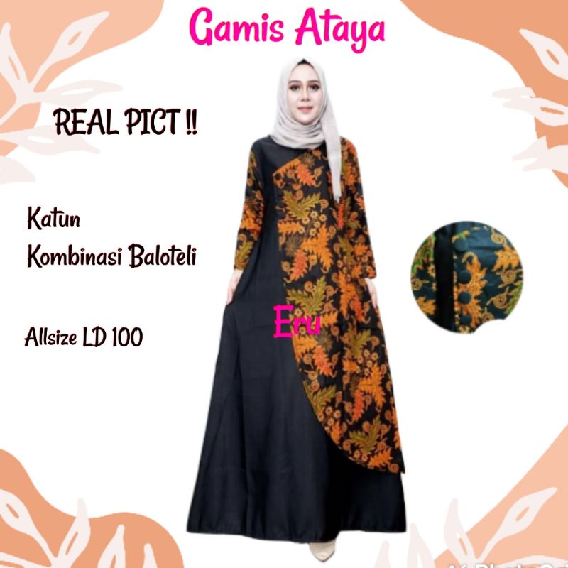 Gamis Terbaru 2023 Lebaran Wanita Gamis Lebaran Kondangan Kekinian Baju Fashion wanita Gamis batik kombinasi syari dress muslim polos kombinasi homey