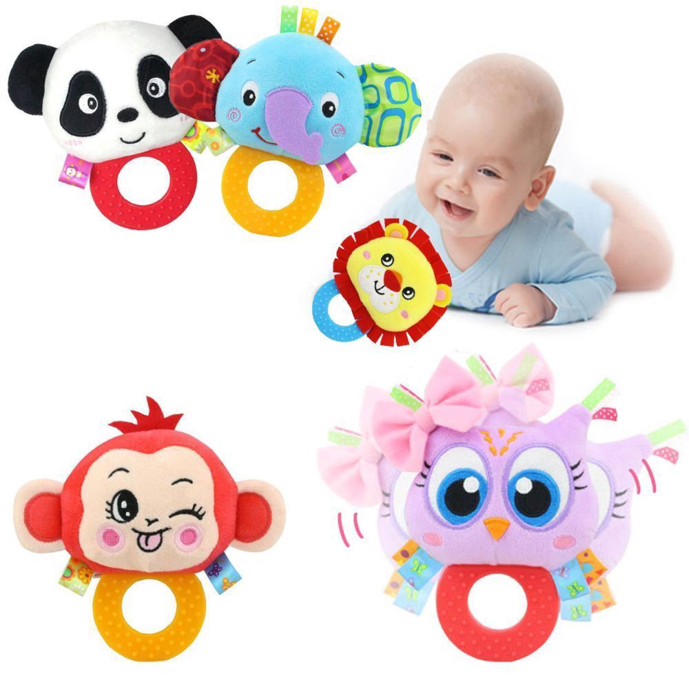 Mainan Mewah teether Dan rattle Silikon Bayi