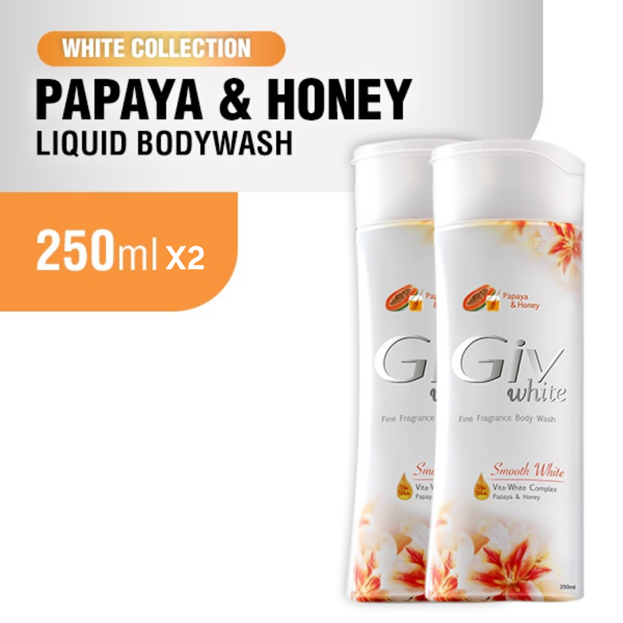 GIV White Sabun Mandi Cair Papaya Botol 250ml x2