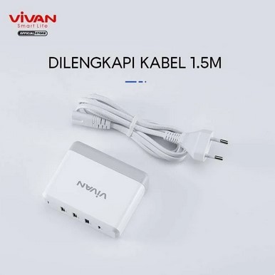 Vivan XQ4 Charger Station 30W 4 Port With 2 USB A + USB 3.0 &amp; Type C