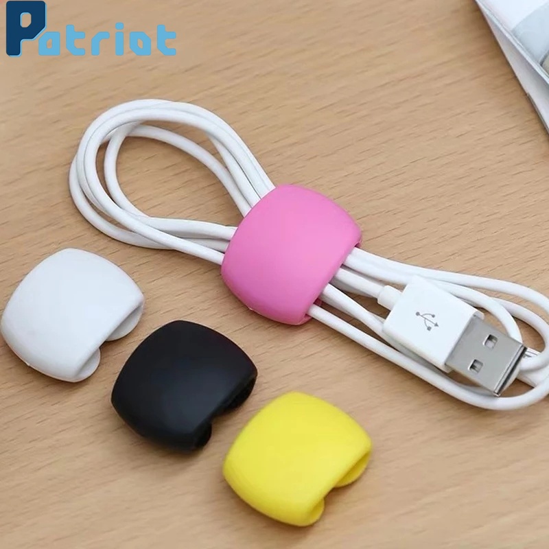 [ 1 Piece Random Color Silicone USB Cable Winder Organizer Cable Clips ] [ Desktop Cable Holder Tidy Management Clips  ]