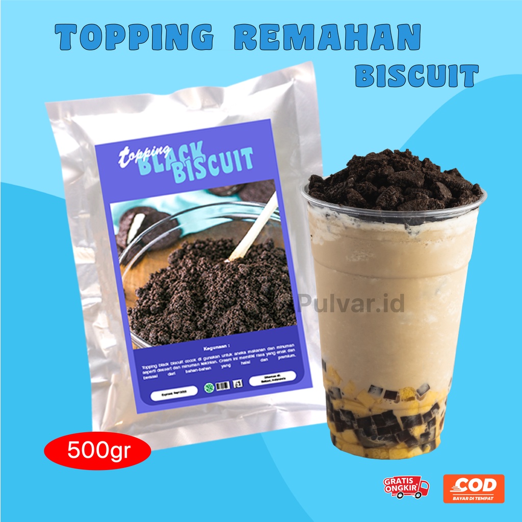 TOPPING BISCUIT  CRUMB / REMAHAN BISCUIT / TOPPING BLACK CRUMBS / REMAHAN CRUMB HALUS / BISCUIT CRUMB KASAR 500GR