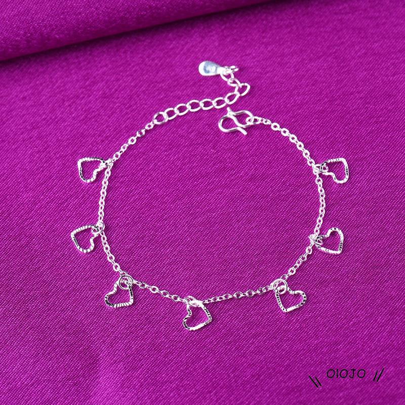 Gelang Tangan Rantai Silver 925 Aksen Hati Untuk Wanita ol2