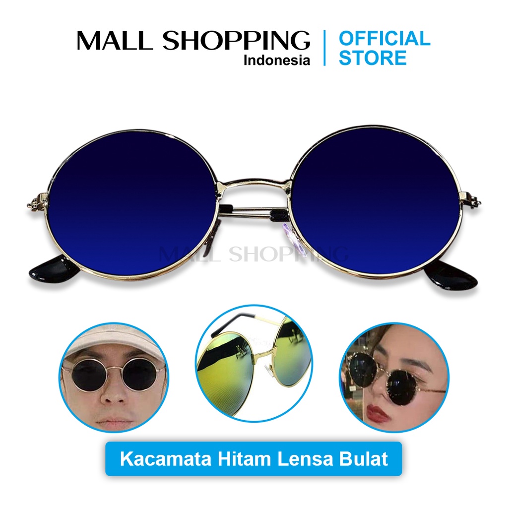 (COD) Kacamata Fashion Frame Kacamata Bulat Metal Vintage Sunglasses Colours MALL SHOPPING