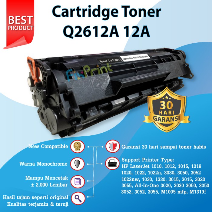 Cartridge Toner 12A Q2612A Compatible l1010 1012 1015 1018 1020 1022