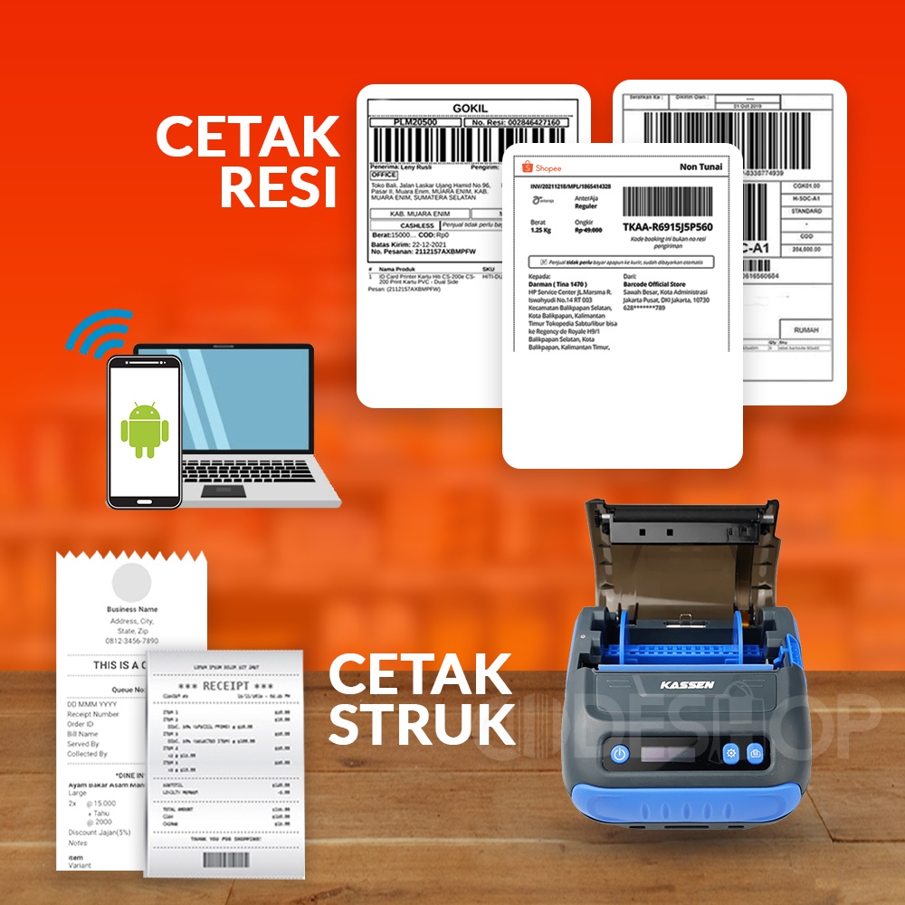 Printer Thermal Portable Kassen MT-390L Printer Cetak Struk &amp; Resi Marketplace