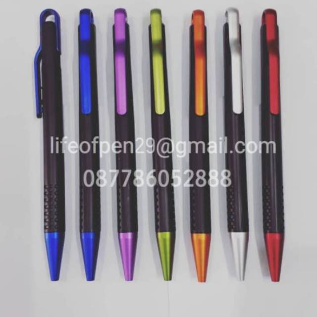 

MINIMUM ORRDER 100 Pulpen pena promosi klip lengkung warna