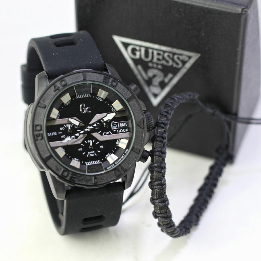 jam tangan pria GC tali rubber free gelang