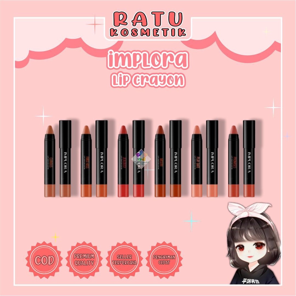 ❤ RATU ❤ Implora Lip Crayon Satin | Lipstik | Lip Stick Krayon (✔️BPOM )