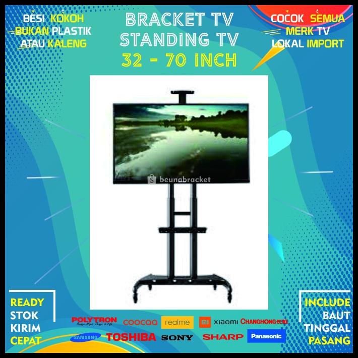 Braket Breket Bracket Tv Standing 40 50 49 43 42 40 60 65 70 80 Inch North Bayou Ava 1800 100% Ori Semua Merk 32 - 80 Inci Led Plasma Garansi Polytron Sharp Aquos LG Samsung Coocaa Changhong Xiaomi Mi Realme Tcl Akari Panasonic Toshiba Sony Hisense BB1