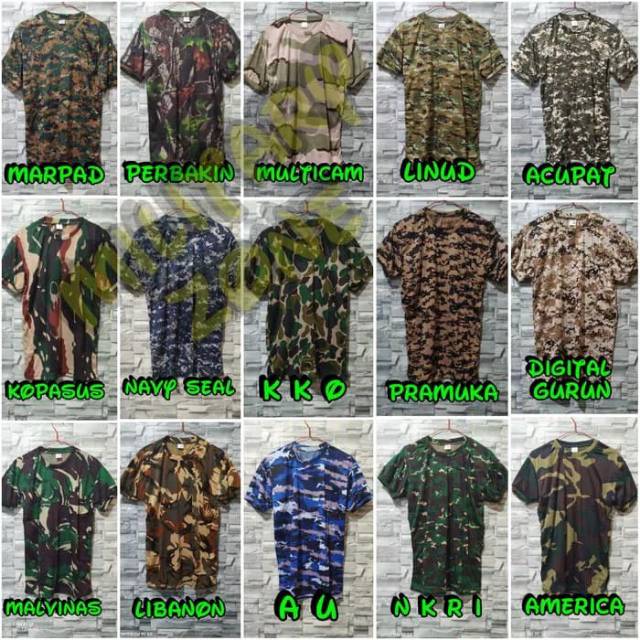 GROSIR BAJU KAOS LORENG LENGAN PENDEK TACTICAL CAMO OBLONG 