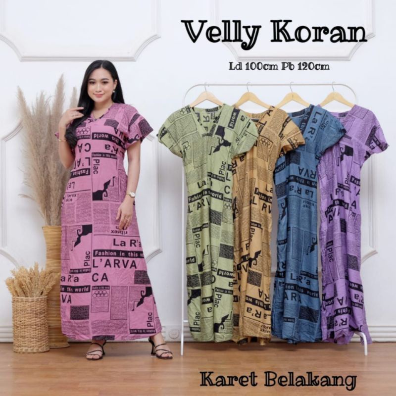 [Allsize] Daster Velly Koran | longdress lengan pendek | Dress Panjang Yukensi | Homedress | Daster 