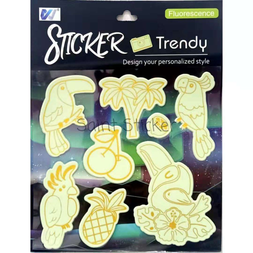 

Fluorescence Luminous Sticker Stiker Glow in the Dark Anak Timbul Karakter Burung Toucan Besar