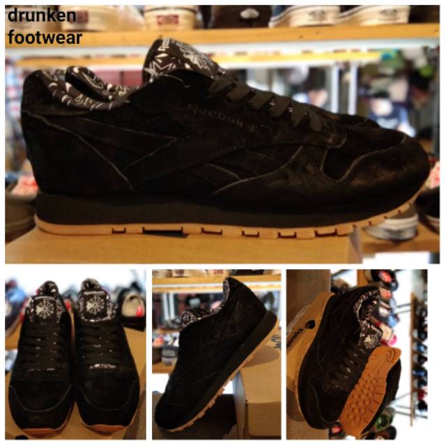 SEPATU REEBOK CLASSIC PAISLEY SUEDE BLACK - ORIGINAL MIRROR - HITAM