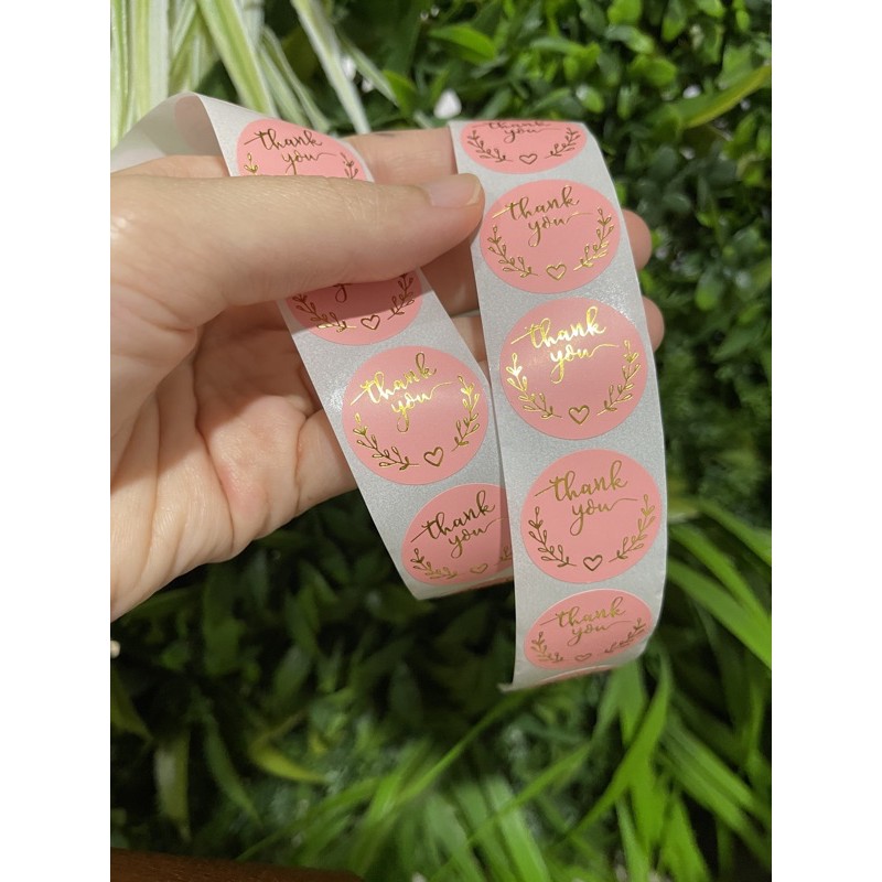 (50pcs) Stiker Thank You Bulat size 2,5cm / Thank You stickers Olshop etc-Simply PinkGold 50pc