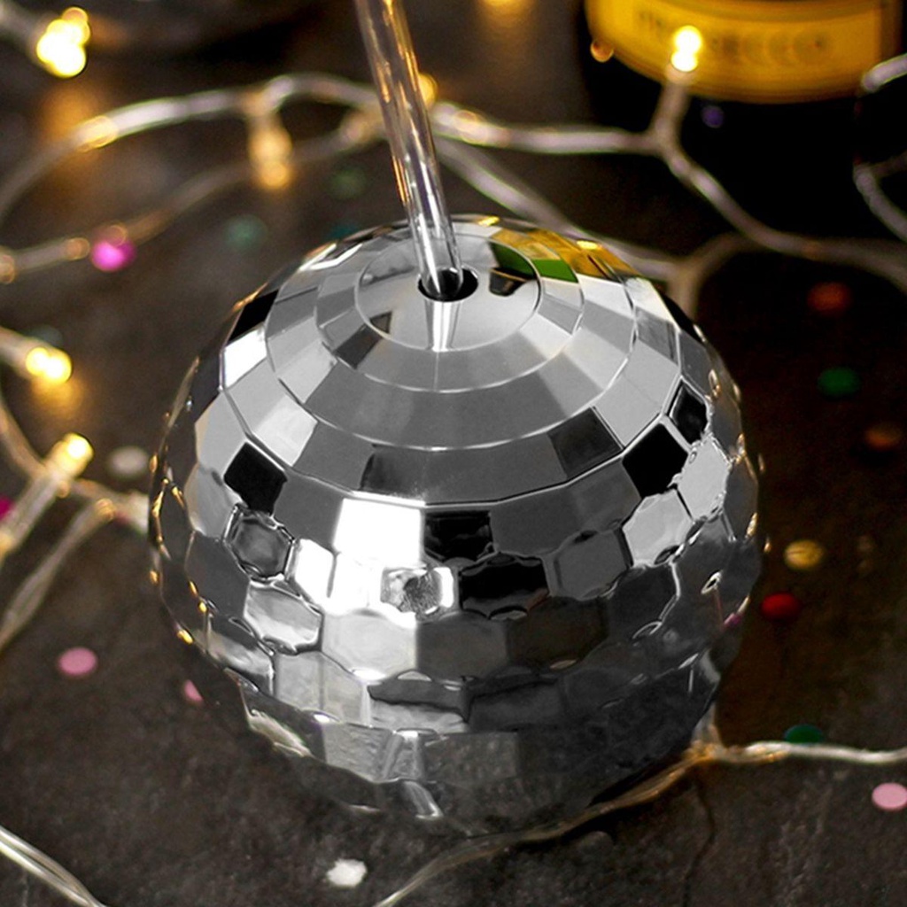 Lanfy Disco Ball Cup Party Dengan Senter Straw Sparkly Gelas Anggur