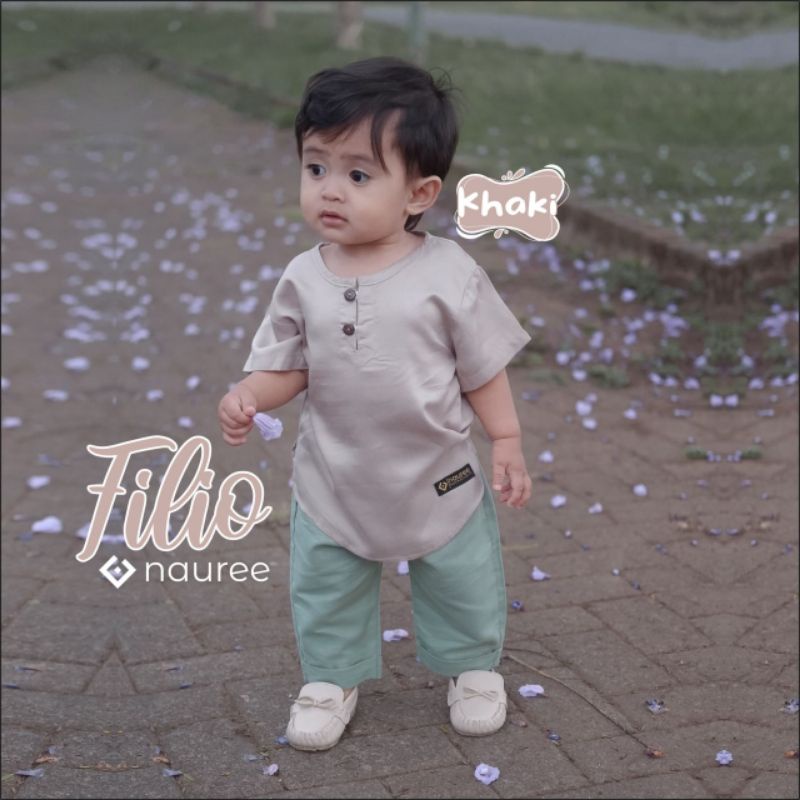 Nauree -  One Set Filio Warna Khaki Setelan Baju Anak Laki Laki