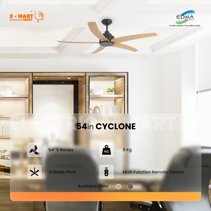 KIPAS ANGIN GANTUNG BALING PLAFON MT EDMA CYCLONE 54inch 54” REMOTE DEKORASI